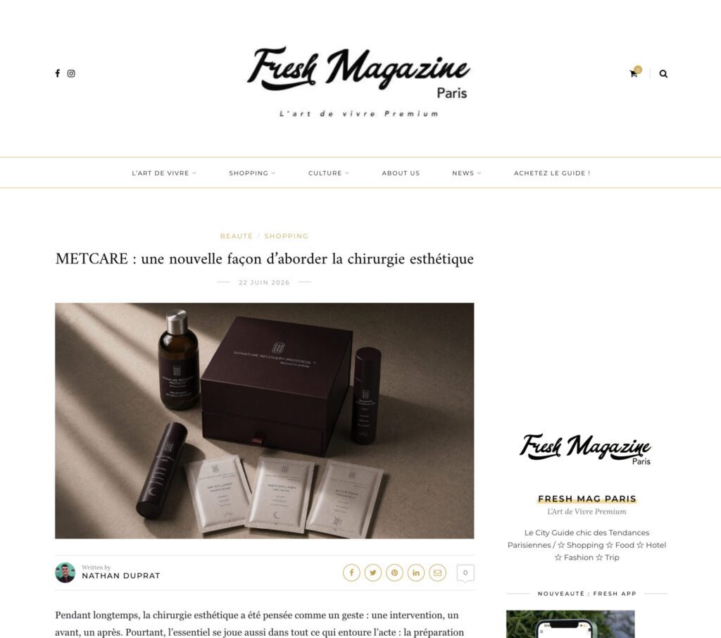Extrait article METCARE® x Fresh Magazine Paris